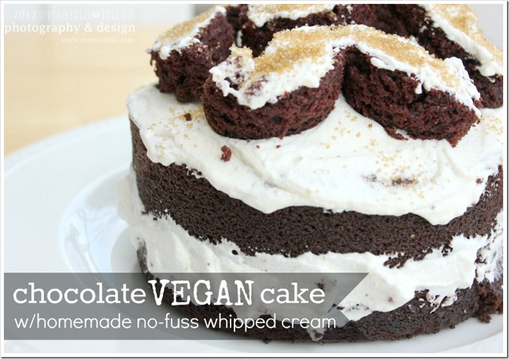 Chocolate Vegan Cake with Homemade No-Fuss Whipped Cream | Mama Miss